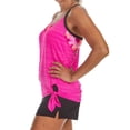 thumbnail image 2 of Zeroxposur Women's 2 Piece UPF 50+ Side Knot Tankini Swimsuit Fuchsia, Size L, 2 of 4