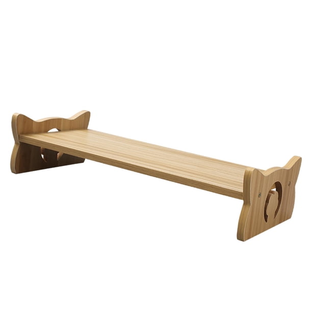 Soporte para cuenco de agua y comida, soporte para platos, estante para cuencos de mascotas, estación de alimentación de madera para sala de estar marrón