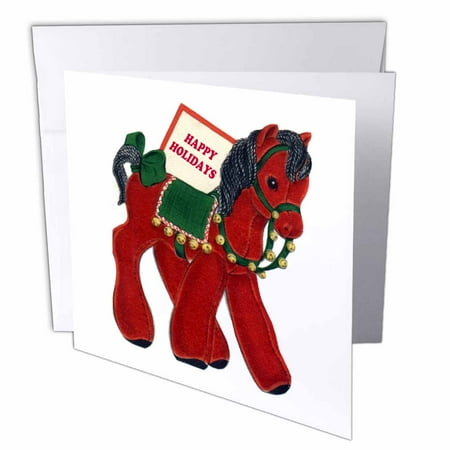 Cartoon Christmas Card Ideas 3dRose Cartoon of Stuff Toy Horse Wishing Happy Holidays, Greeting Cards, 6 x 6 inches, set of 12 ()