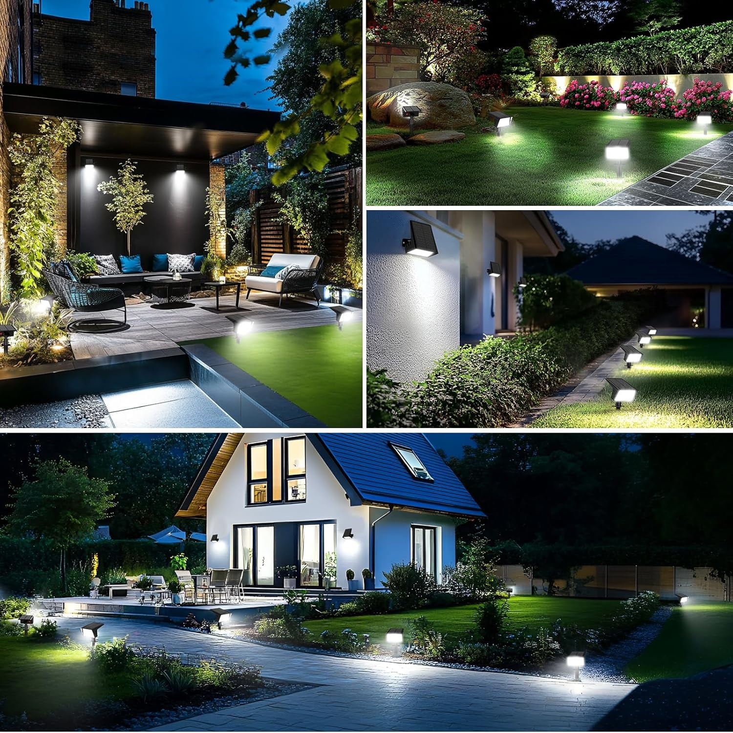 AP Solar Spot Lights Outdoor with 60 LED & Auto On/Off, 6 Pack Solar Lights Outdoor Waterproof IP68 with 3 Lighting Modes, 2-in-1 Solars Landscape Light for Outside, Garden, Yard(Cool White)