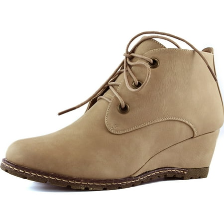 Women's Fashion Up Round Toe Ankle High Oxford Wedge Bootie Women's Fashion Up Round Toe Ankle High Oxford Wedge Bootie