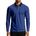 thumbnail image 5 of Josdec Men's Color Block Long Sleeve Top, Turndown Collar Contrast Piping Casual Base Shirt for Daily Layering S‑XXL, 5 of 8
