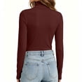 thumbnail image 4 of cocolona Fall Base Layer Tops for Women Mock Neck Long Sleeve Elastic Shirts Solid Color Pullover Slim Blouses, 4 of 7