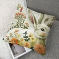 thumbnail image 7 of Happy Easter Bunny Shaped  pillowcase, Embroidered Floral Patterns Cushion Soft Velvet Easter Rabbit Decorative pillowcase for Couch Living Room Bed, Green, 7 of 7