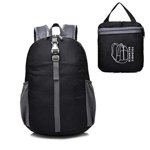 Epicgadget Lightweight Water Resistant Travel Daypack Hiking Camping Outdoor Foldable Backpack (Black)