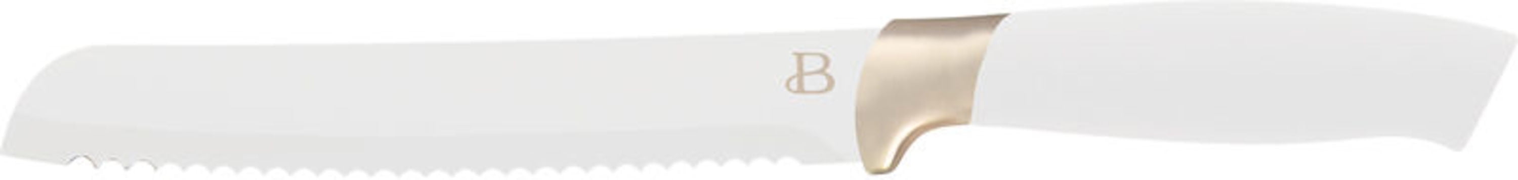 Beautiful 6 Piece Stainless Steel Knife Set White Icing with Gold Accent By Drew Barrymore