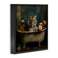 thumbnail image 3 of Tiger in Floral Bathtub Black Framed Giclee Art, 12 x 12, Made In USA, 3 of 8