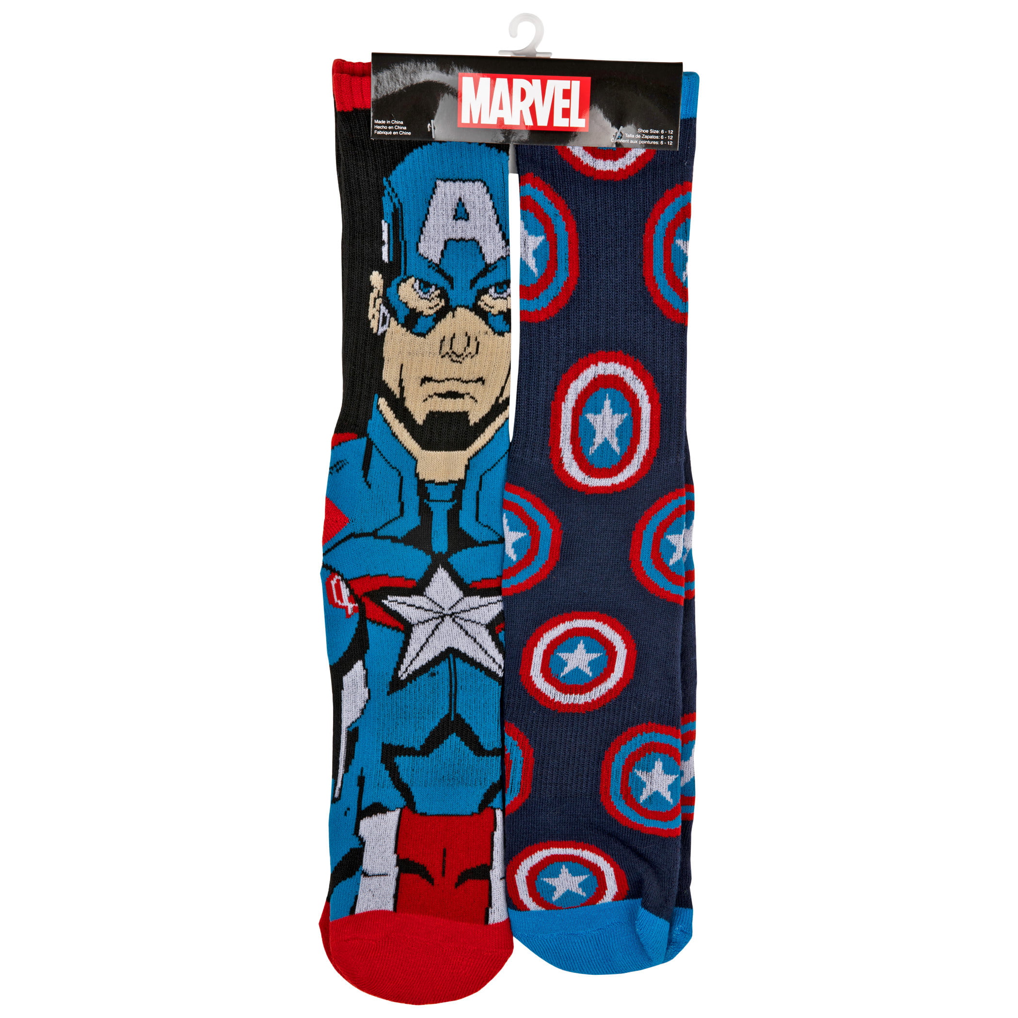 Boys 2 Pack Marvel Comics Trainer Socks Hulk Captain America sizes 9-11 