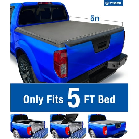 Tyger Auto T3 Soft Tri-fold Truck Bed Tonneau Cover Compatible with 2005-2021 Nissan Frontier; 2009-2012 Suzuki Equator | 5' Bed | TG-BC3N1028 | Vinyl