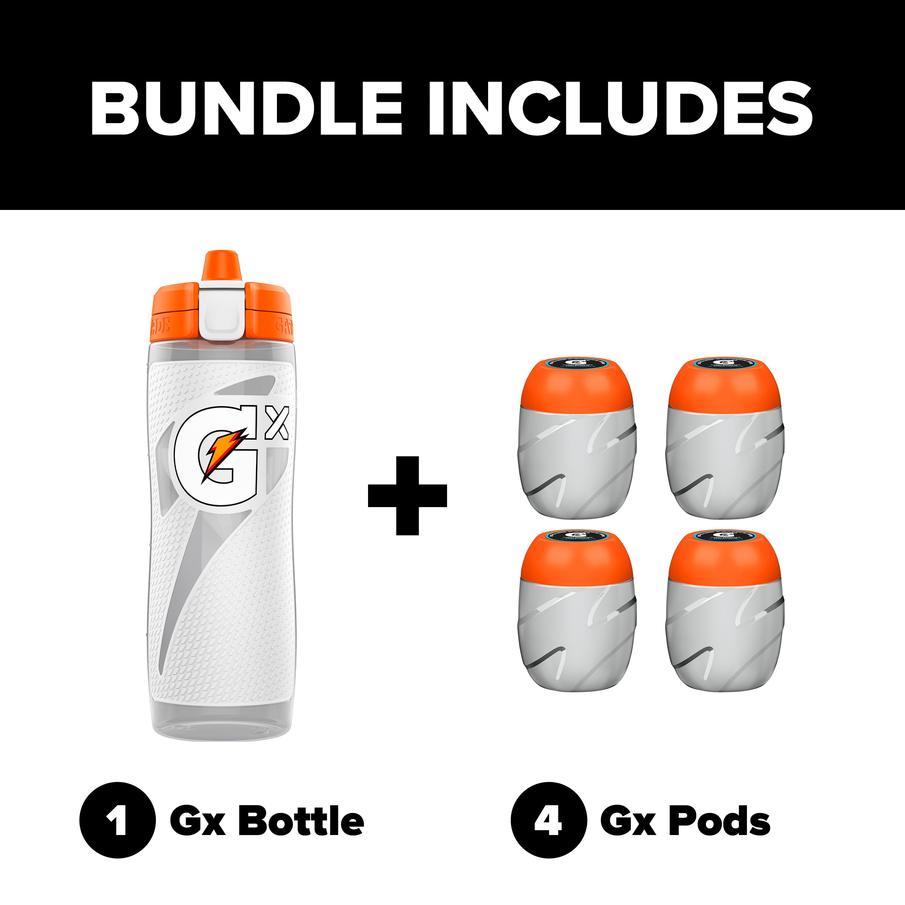Gatorade Gx Hydration System – White 30oz Squeeze Bottle + 4 Fruit Punch Flavor Pods