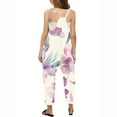 thumbnail image 4 of Odeerbi Kids Girls Summer Jumpsuit Floral Bib Overalls Casual Sleeveless Rompers Long Pants with Pockets 5-14 Years White, 4 of 5