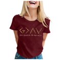 thumbnail image 1 of TSADFHJI Hauts Pailletés Femmes Dieu Est Plus Grand Que les Hauts et les Bas T-Shirt Femmes Chandail Manches Courtes Top Graphique L Rouge, 1 of 4