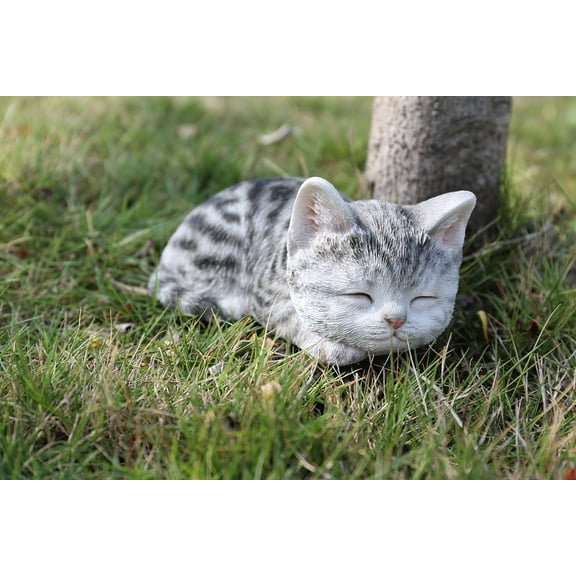 Hi- Line Gift 87699-C Kitten Sleeping Grey Tabby Cat Statue