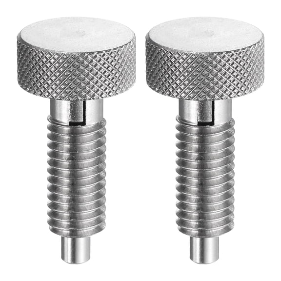 Uxcell 2pcs Spring Plunger with Knurled Handle M10x1.5 Pin Dia.5mm Retractable Release Pins Stainless Steel Non-Locking Plunger