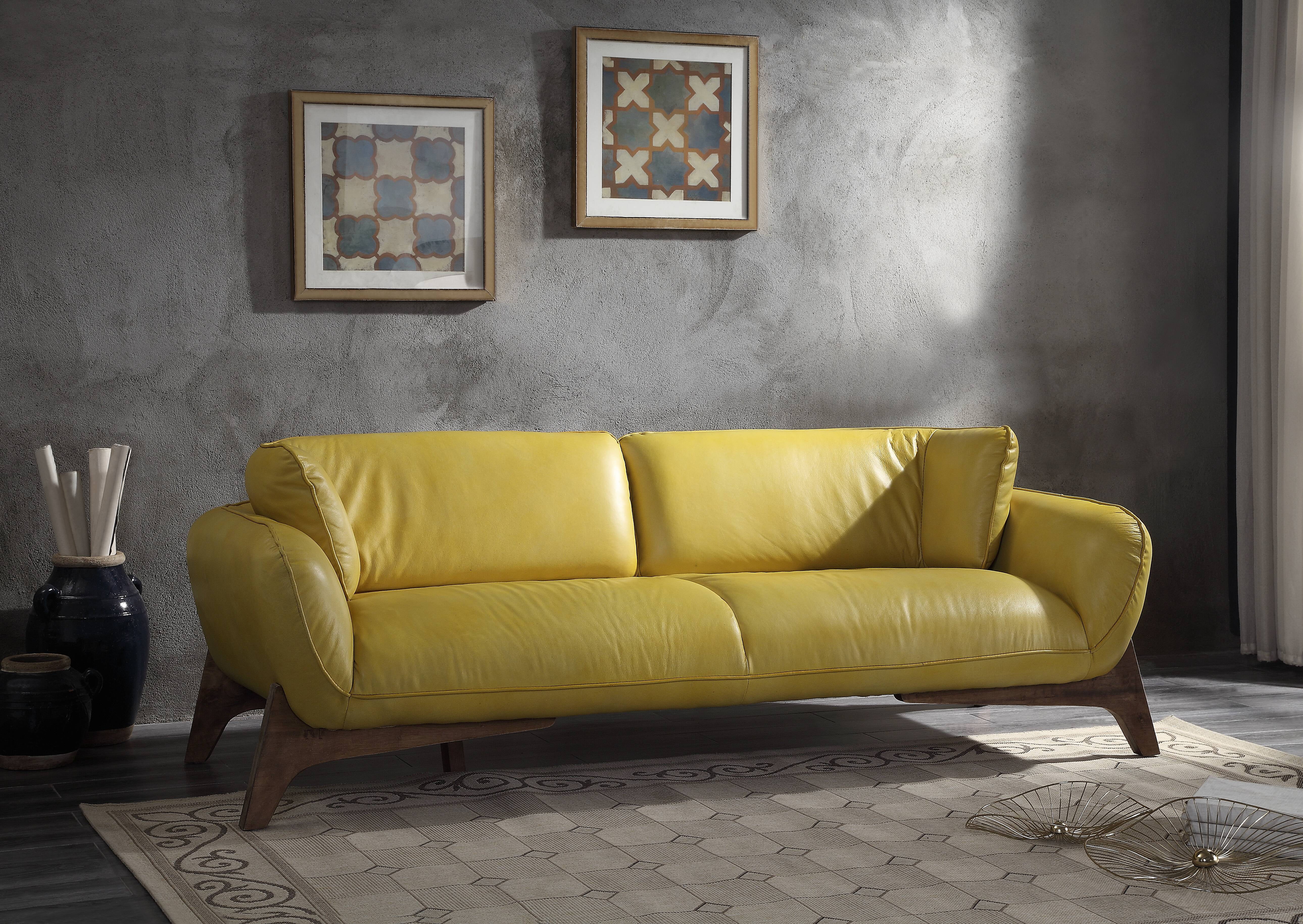 mustard color leather sofa