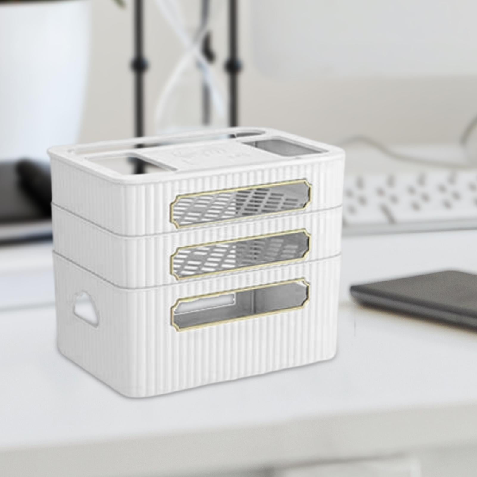 Fiocias Router Storage Box Cable Management Box Space Saving Wire Cable Storage Case for White 3 Tier