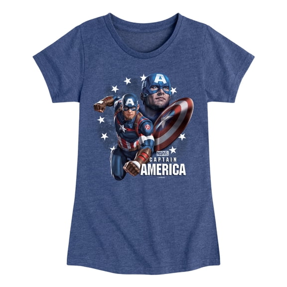 Marvel Captain America - Collage - Toddler and Youth Girls Fitted Short Sleeve Graphic T-shirt