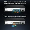 thumbnail image 2 of 4 Port Full Gigabit PoE Switch with Fiber Unmanaged, 5 Gigabit PoE+ Ports with 1 Gigabit Uplink Port, Total Power Budget 65W, 803.af/at Compliant, Rugged Metal Case, Work with IP Cameras VOIP Phones, 2 of 7