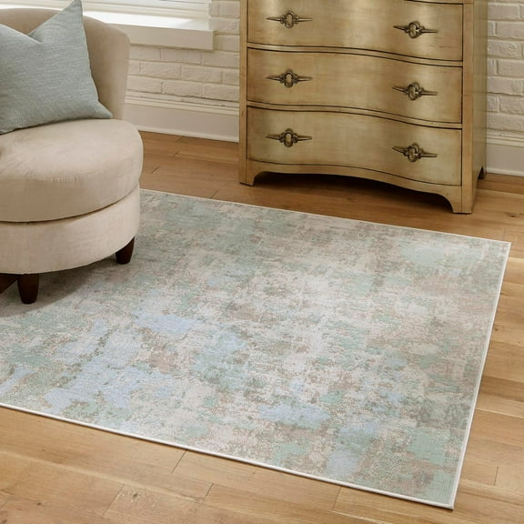 Unique Loom Lotus Collection Area Rug - Royal (6' Square Teal/Light Blue)