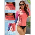 thumbnail image 3 of Attraco Women's Long Sleeve Sun Protection Top Color Block Swimsuit Top UPF 50+, 3 of 5