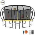 thumbnail image 1 of YORIN Trampoline pour Enfants de 8 à 9 Ans, Trampoline de 15 Pi pour Adultes avec Filet de Protection, Panier de Basketball, Échelle, Capacité de Poids de 1500 Lb, Trampoline Récréatif Extérieur, Trampoline Robuste, 1 of 7