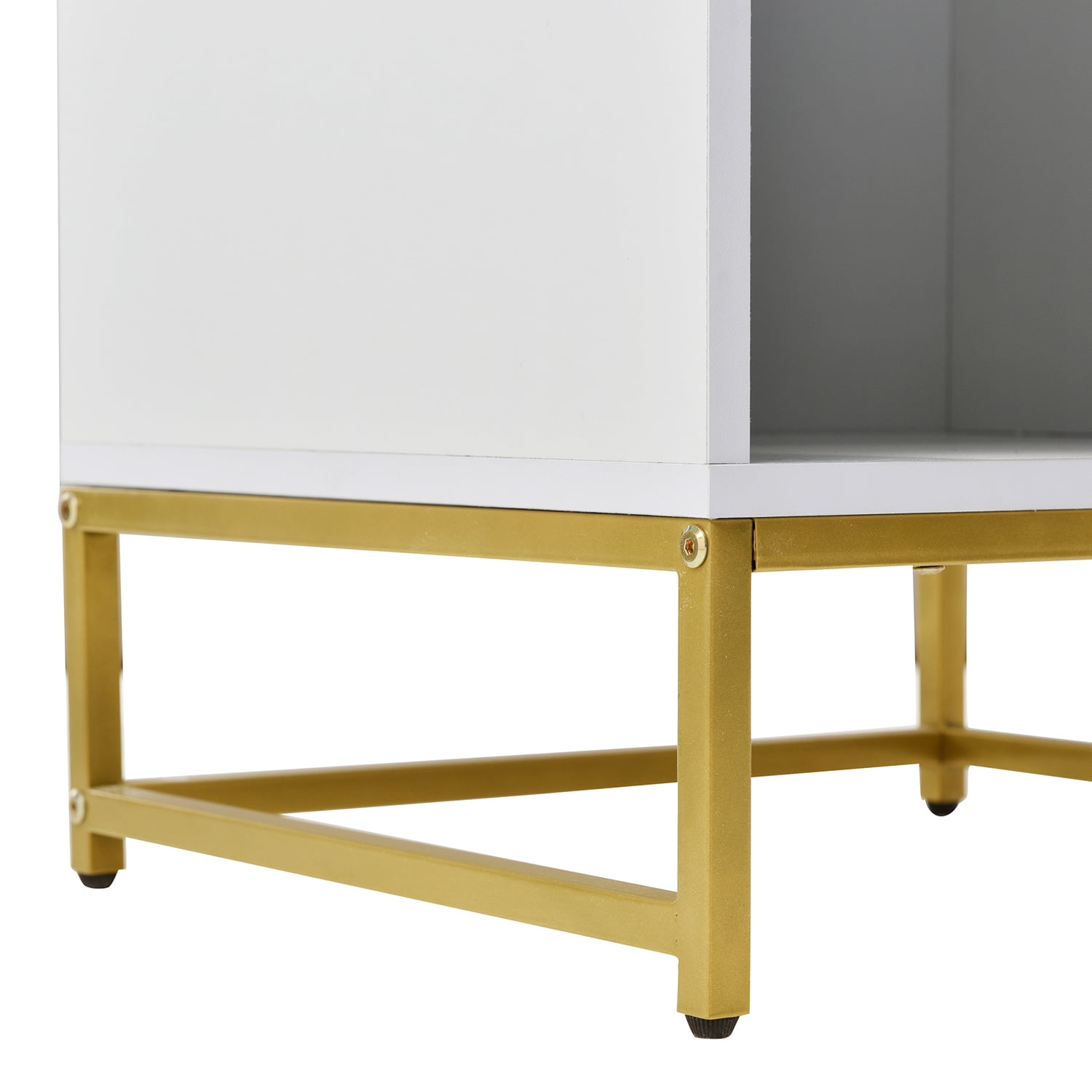 Kadyn Modern Nightstand, Bedside Table with USB Charging Station, Nightstand Side Table with Drawer for Bedroom, White+Natural