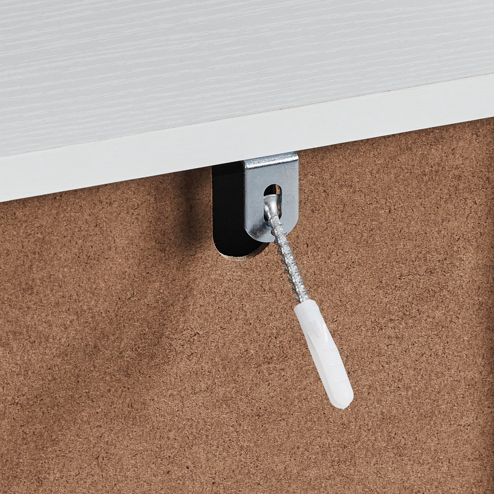 Handleless Grille-Finished 4-Drawer Bedside Table, P2 Particleboard + MDF & Melamine Veneer + Thermoformed Drawer Dresser 23.62*14.96*30.71in White