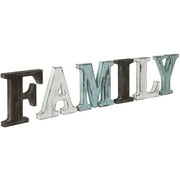 MyGift Rustic Multicolor Wood Tabletop FAMILY Letters Sign