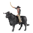 thumbnail image 3 of Figura de vaquero con toro Figura de vaca de granja Simulación realista Modelo de granja para toro negro de pie, 3 of 9