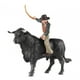 thumbnail image 3 of Modelo de granja de simulación, figura de montar ganado en miniatura, vaquero pintado a mano con toro negro de pie, 3 of 9