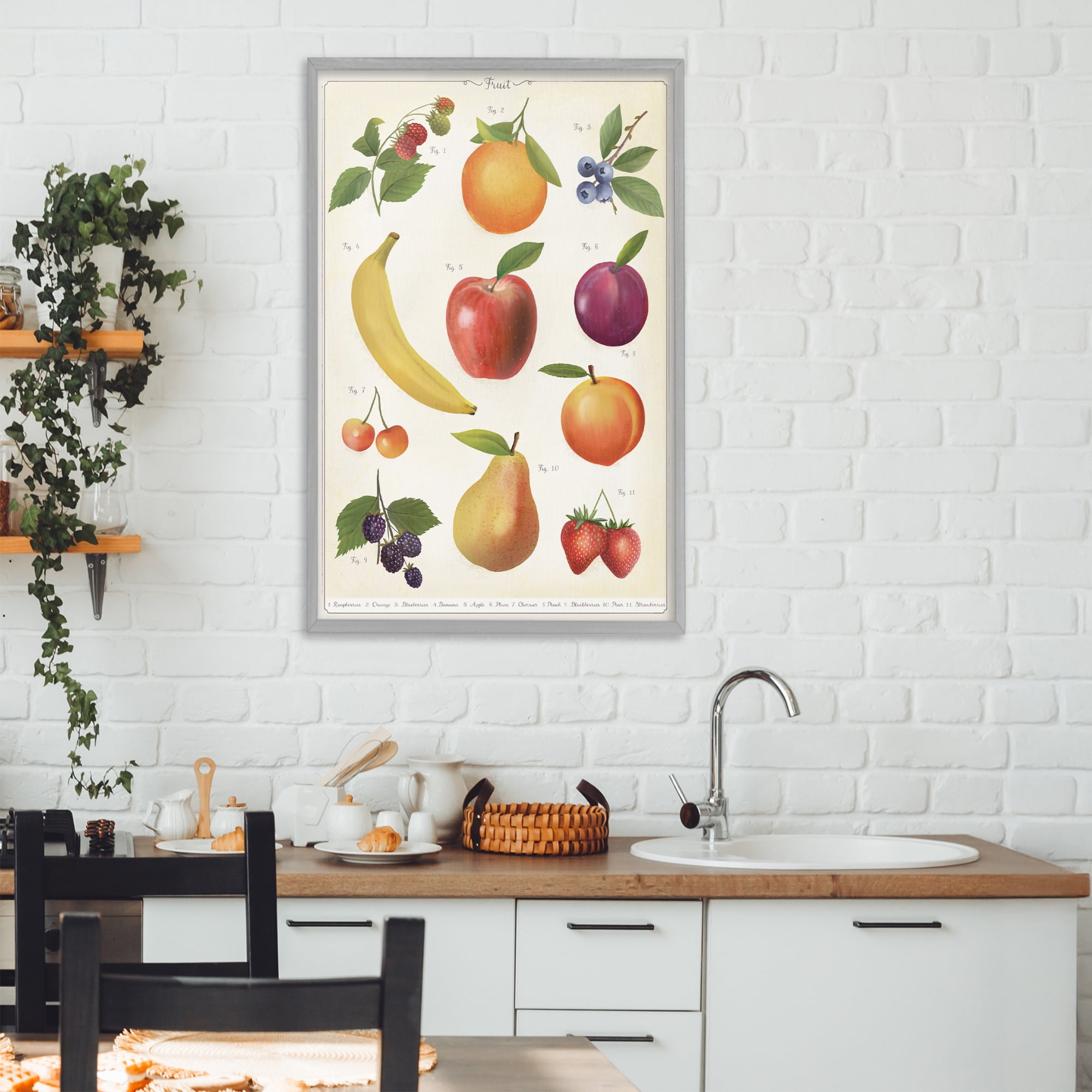 Stupell Industries Fruit Collection Studies Gray Framed Giclee Art, design by Diane Neukirch