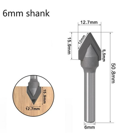 

BCLONG 60 Degree Router Bits Engraving Chamfer V Groove Bit 6Mm 6.35Mm Cutter Tool