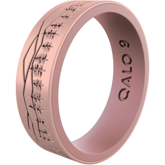 QALO Women's Rose Gold and Mauve Smokey Mountains Strata Silicone Ring – Durable Wedding Bands with Flexible Comfortable Fit – Skin-Friendly and Lightweight Design – Size 04