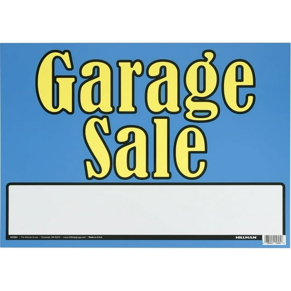 Hillman Fastaners 842584 English Garage Sale Sign, 10 Inch x 14 Inch, Blue