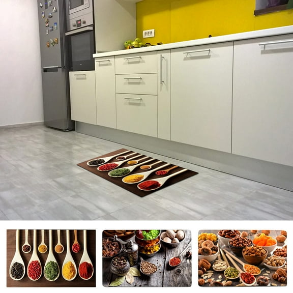 Fufafayo under $5 3Pcs Kitchen Rug, Kitchen Runner Rug, Absorbent Non Slip Floor Mat for Sink Laundry, Vintage Pattern Runner for Hallway Bathroom, Office Entryway, Cushioned Comfort, Easy Clean