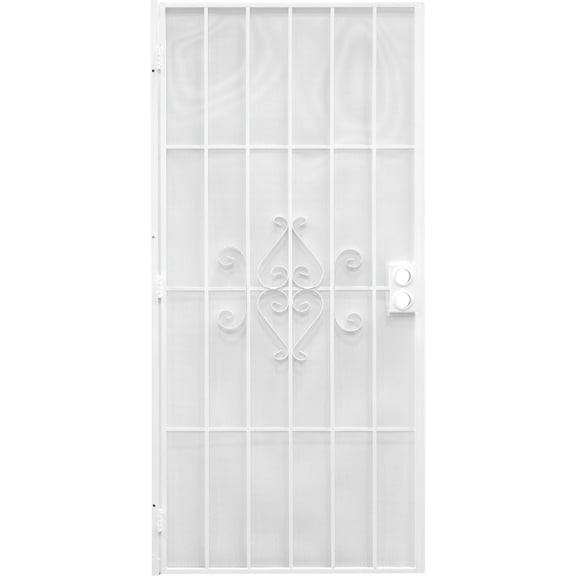 Precision Screen and Security 32 Inch White Security Door - Steel, Hinged - 32" White