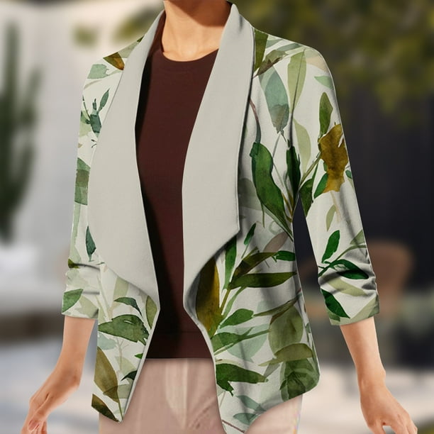 Chaquetas de traje de lentejuelas Dama mujer elegante estampado Casual solapa trabajo traje chaqueta abrigo prendas de vestir ropa temperamento blazer Glauco 3XL Walmart en linea