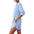 thumbnail image 6 of SOOMLON Dress Cover up for Women Plus Size Fringe Swimsuit Coverup Long Sleeve Shirt Dress Elegant Beach Party Swimwear, 6 of 7