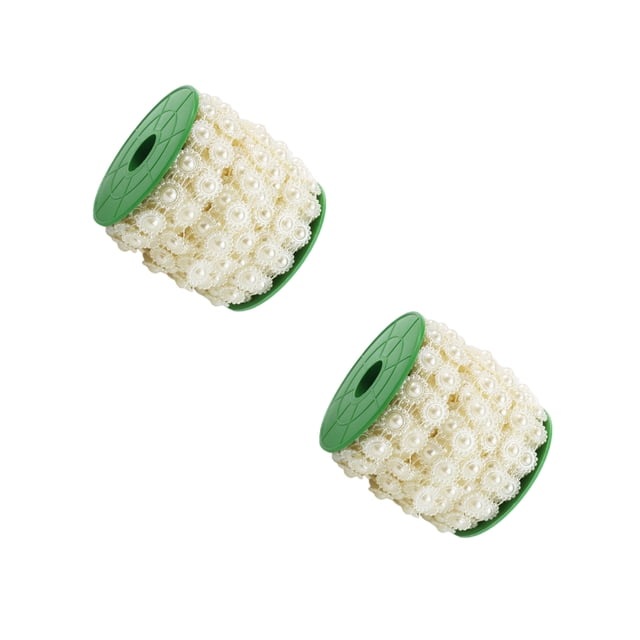 Inteprter 2 rollos de perlas de imitación de 16MM, hebras de decoración lisas de plástico, joyería de moda resistente y elegante, regalos de Navidad Artesanía Beige Inteprter HA075526-02