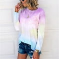 thumbnail image 4 of FNFYFH Plus Size Sweatshirts for Womens Trendy Tie Dye Pullover Long Sleeve Crewneck Sweatshirt Colorful Printed Tops Womens Loose Fit Tops Pink S-5XL Clearance Deals, 4 of 7