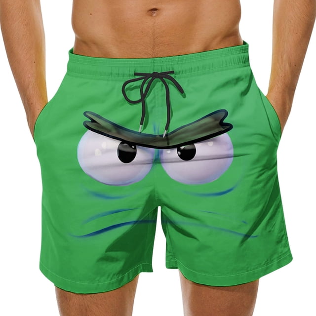 Pantalones Cortos de Cintura Elástica Casual Divertido Impreso Pantalones de Baño Ligeros Cordón Playa Verano