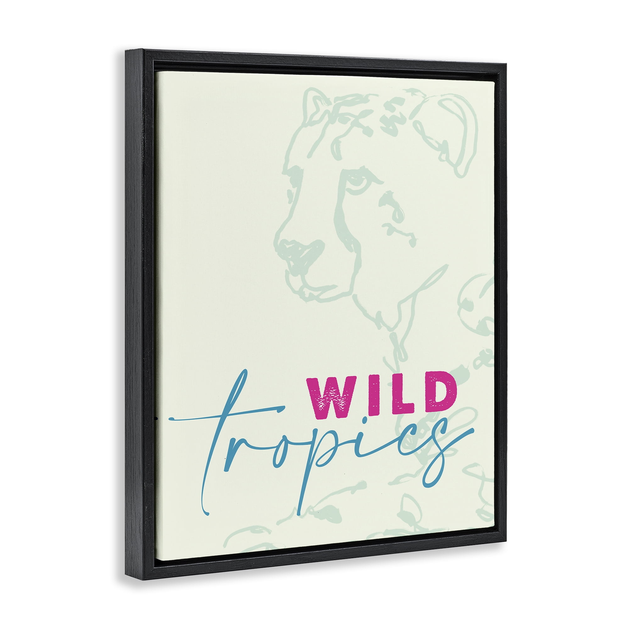 Stupell Industries Wild Tropics Cheetah Black Framed Floater Canvas Wall Art, design by Lanie Loreth
