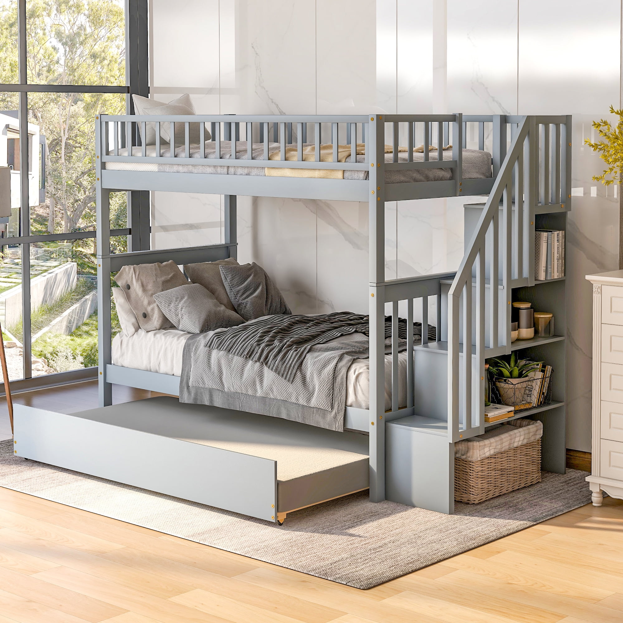 Euroco Twin Over Bunk Bed With, Holmes Twin Over Full Bunk Bed Espresso