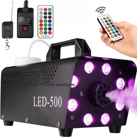 Upgraded 500W Fog Machine with 13 Colorful 8 Led Lights, 2000CFM, Wireless & Wired Remote for Wedding, Halloween, Party, Stage Indoor Outdoor