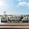 thumbnail image 2 of Lounge Sectional Sofa Chair Table Set, Grey Gray, Aluminum, Metal, Fabric, Modern Contemporary, Outdoor Patio Balcony Cafe Bistro Garden Furniture Hotel Hospitality, 2 of 10