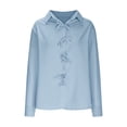 thumbnail image 3 of Babysbule Women's Long Sleeve Blouse Button Down Shirt Solid Color Bow Tie Front Casual Comfy Soft Lightweight All Season, 3 of 6