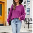 thumbnail image 6 of Patlollav Pntutb Womens Loose Lazy Style Bottom Round Neck Knit Tops, 6 of 7