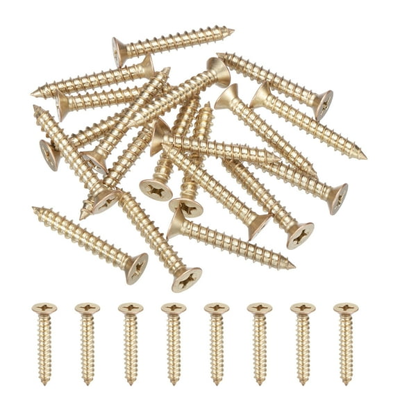 Uxcell 20Pcs ST6 x 40mm Pan Head Self Tapping Screws for Metal, Gold