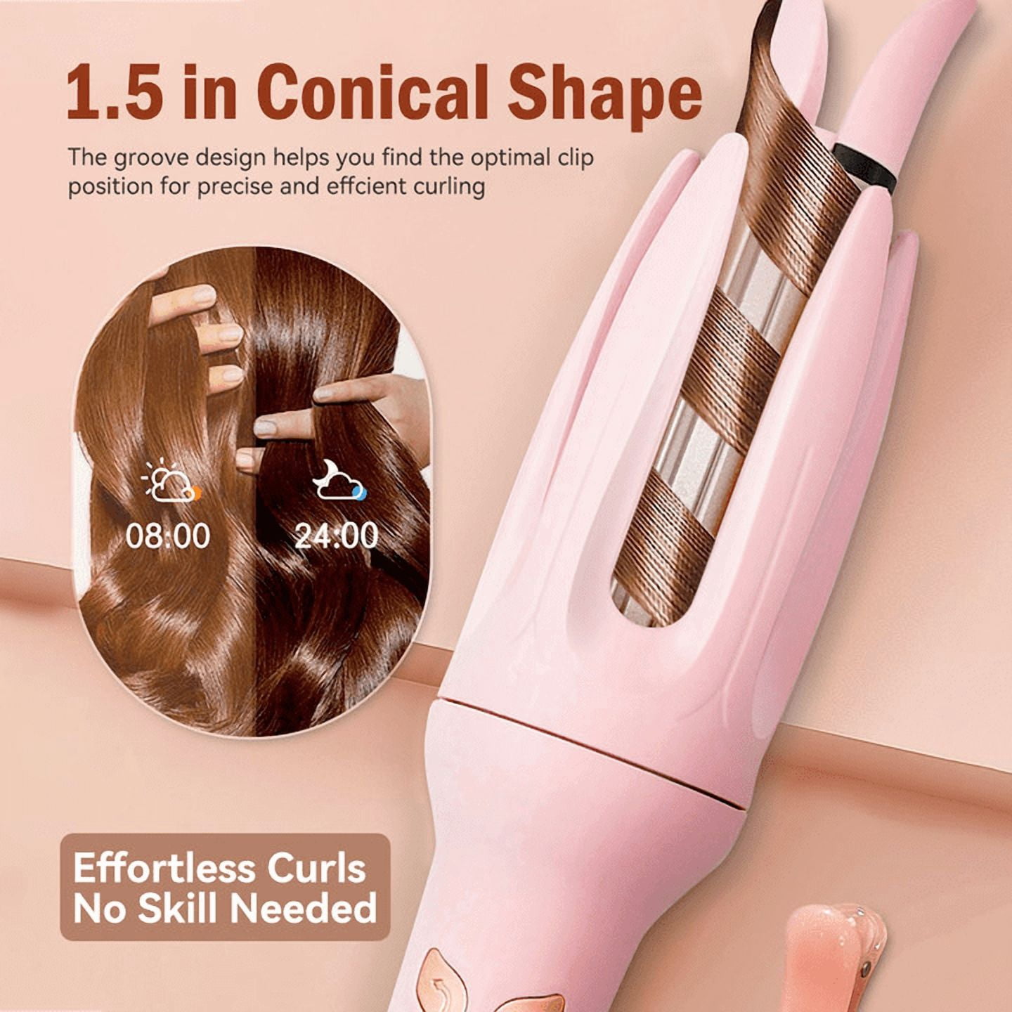 Automatic Hair Curler with 1" Rotating Barrel Professional Anti-tangled Ceramic Curling Irons with 4 Temps and Timers
