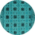 thumbnail image 1 of Ahgly Company Machine Washable Indoor Round Oriental Turquoise Blue Modern Area Rugs, 5' Round, 1 of 4